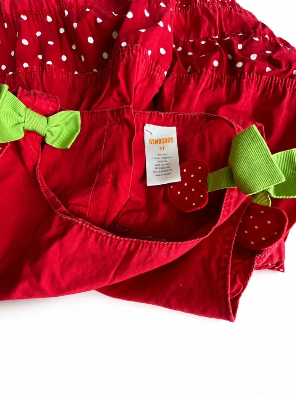 Gymboree Girls Red Polka Dot Strawberry Dress, Size 3T
